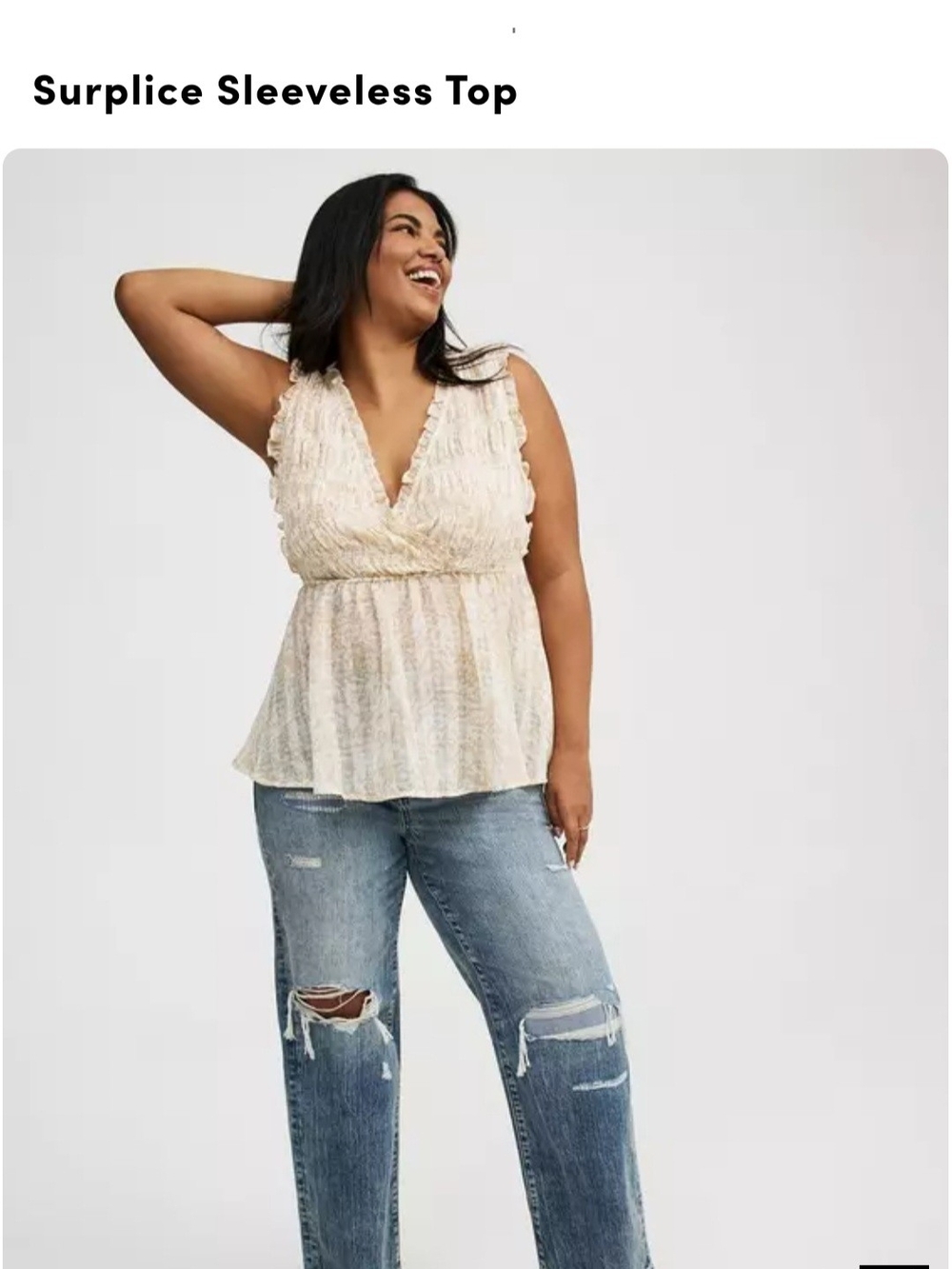 Torrid Surplice Sleeveless Top - Cream Floral Sz 00/M/L/10